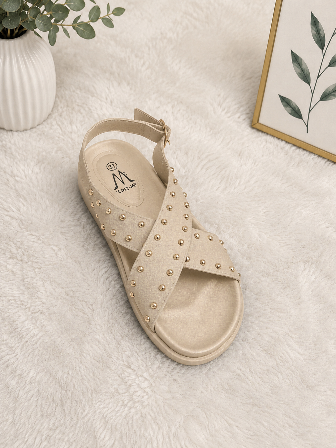 Gold studded sandals