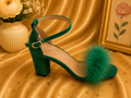 Green feather sandal