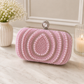 Pink pearl detail clutch bag