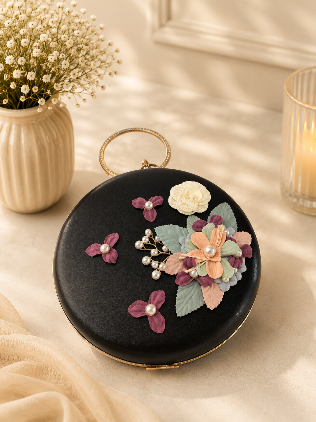 Black floral bag