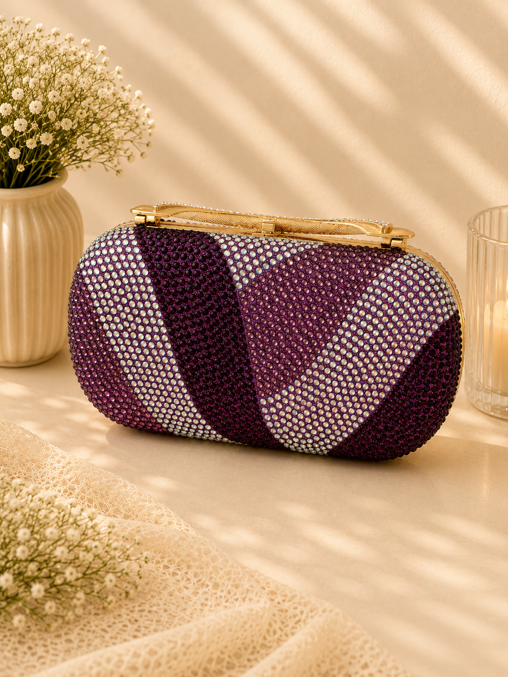 Diamanté clutch bag