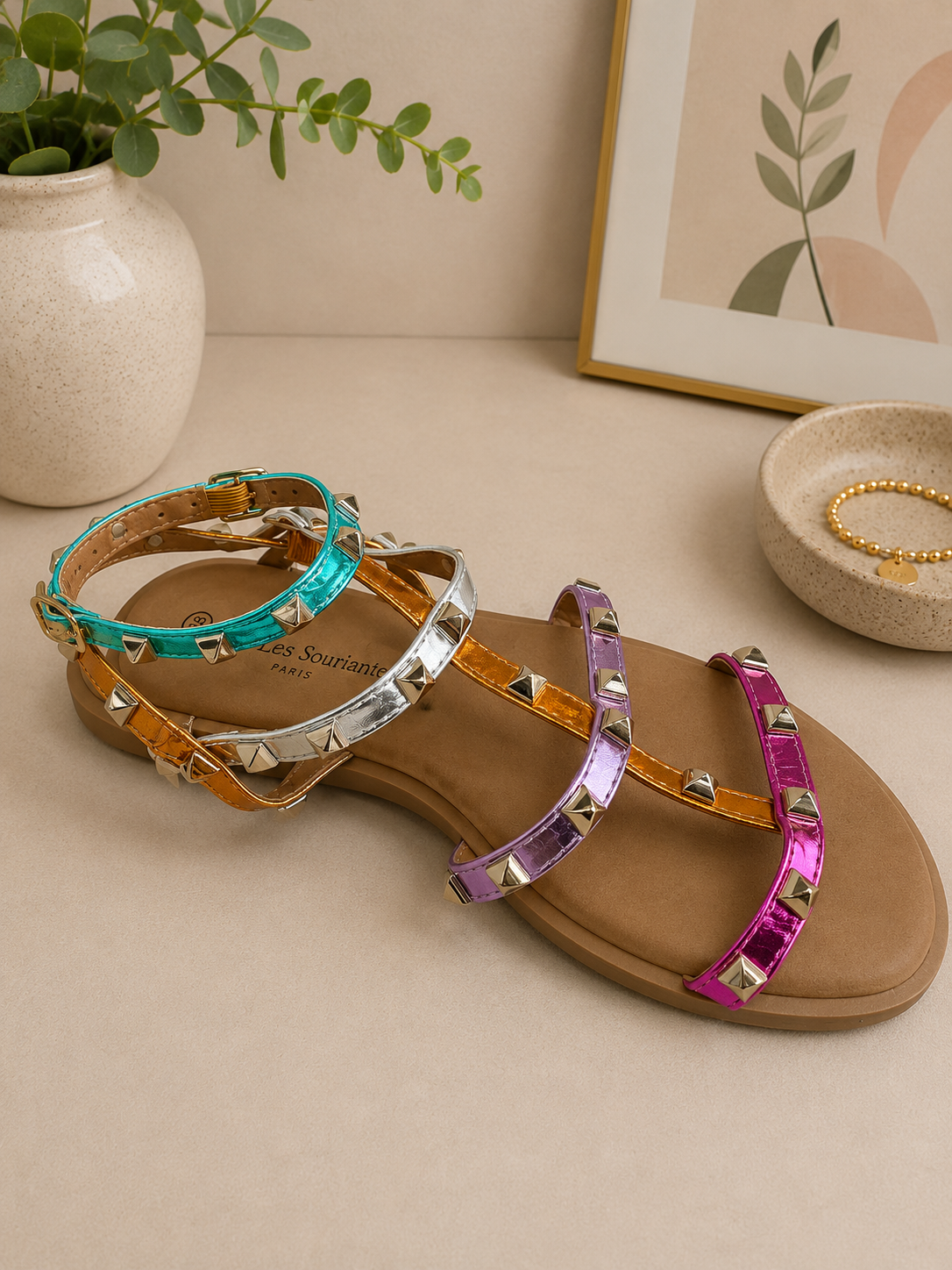Multicolour gladiator sandals