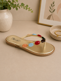 Gem embellished gold flip flop