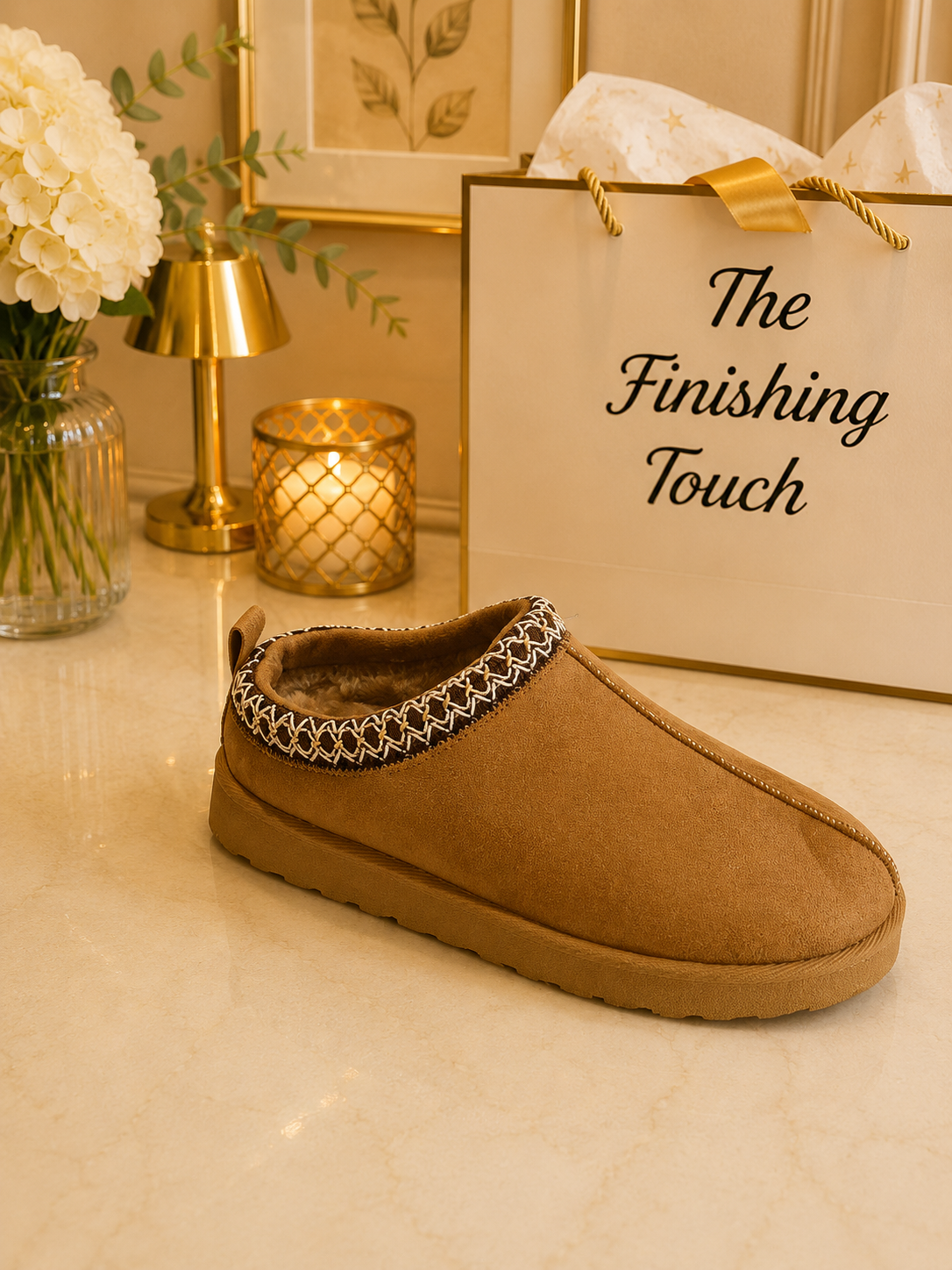 Fur lined comfort slip on shoe