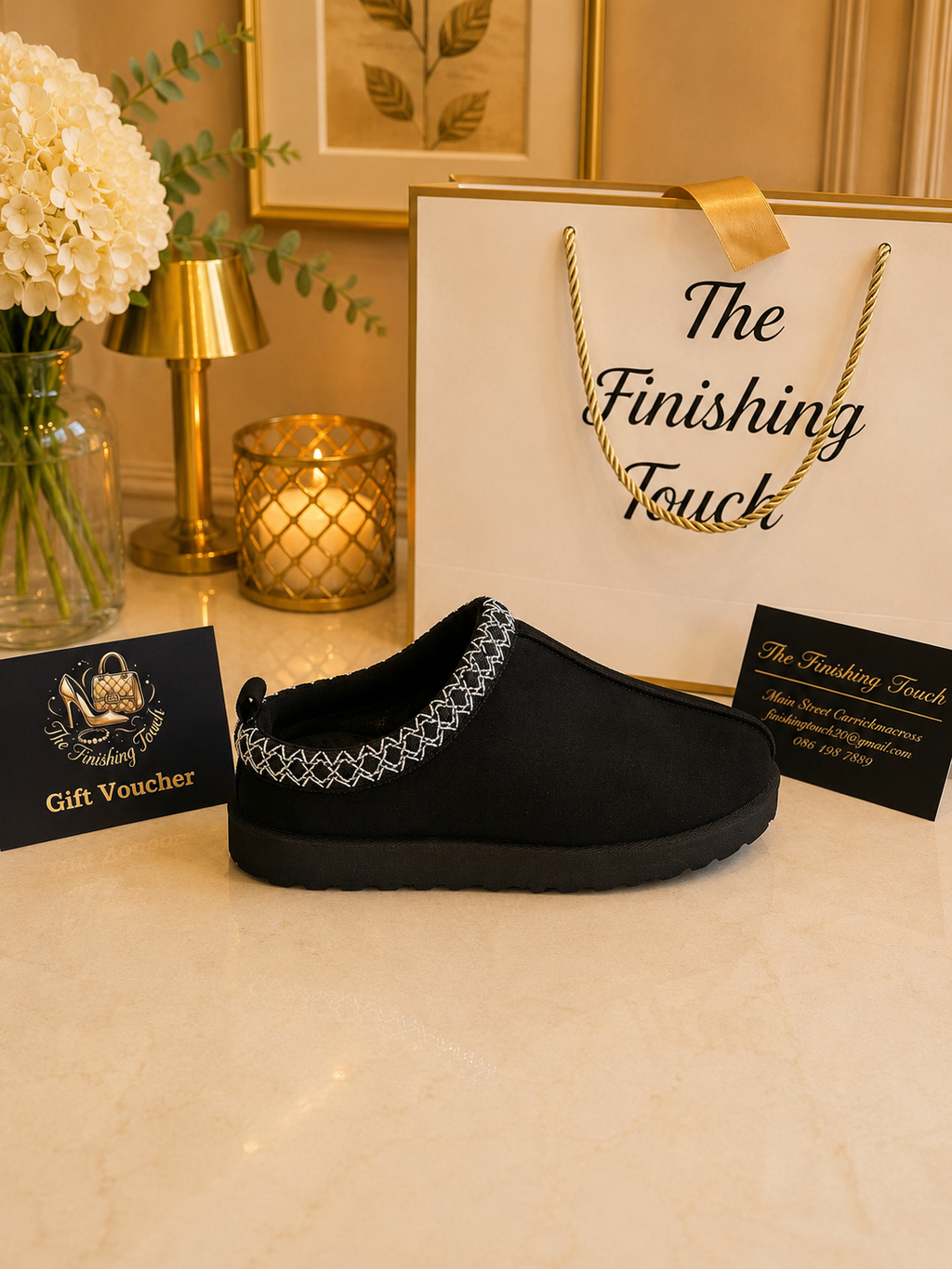 Fur lined comfort slip on shoe