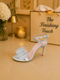 Silver diamanté bow high heel