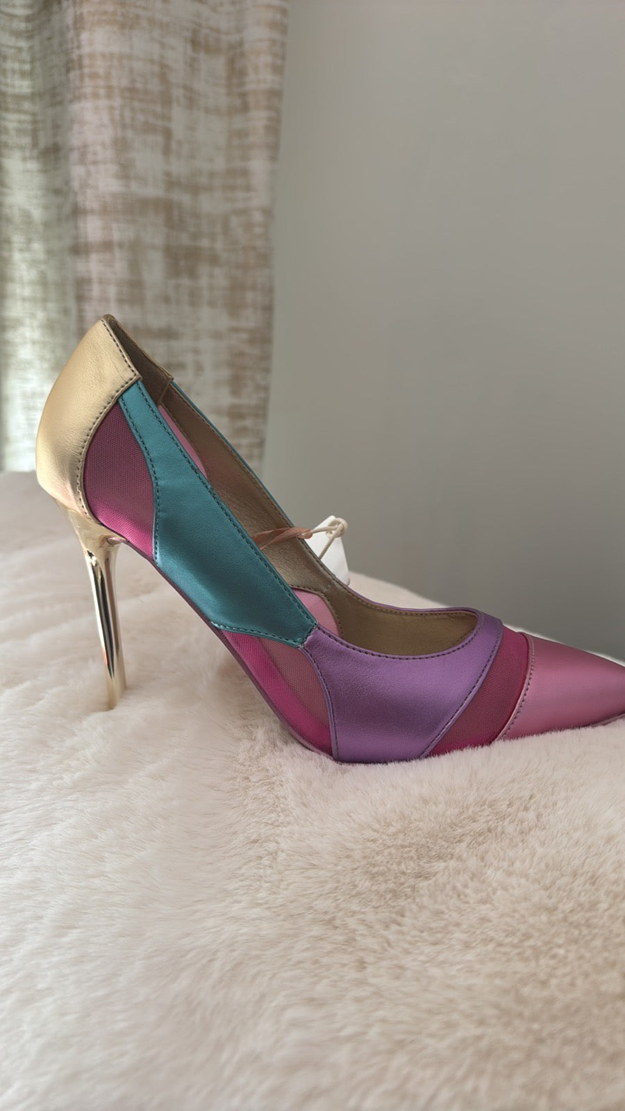 Multicolour pointed toe high heel
