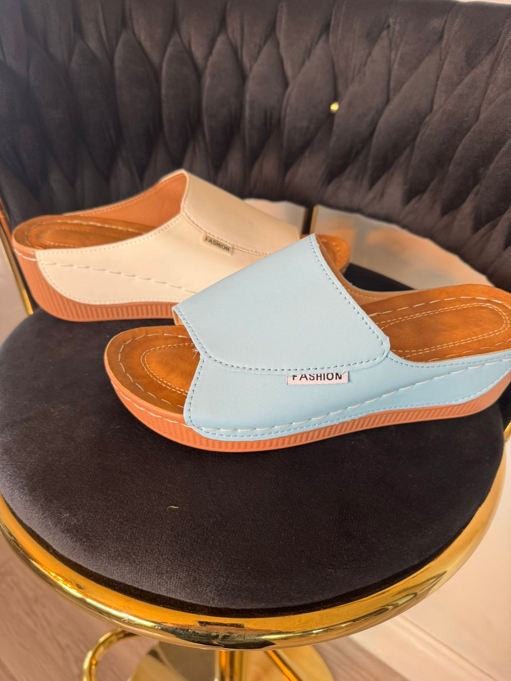 Platform slide on sandal