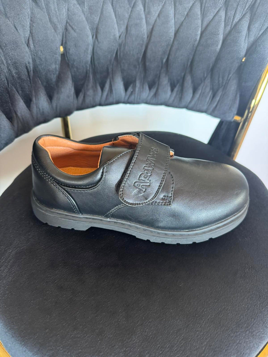 Leather velcro slip on shoe