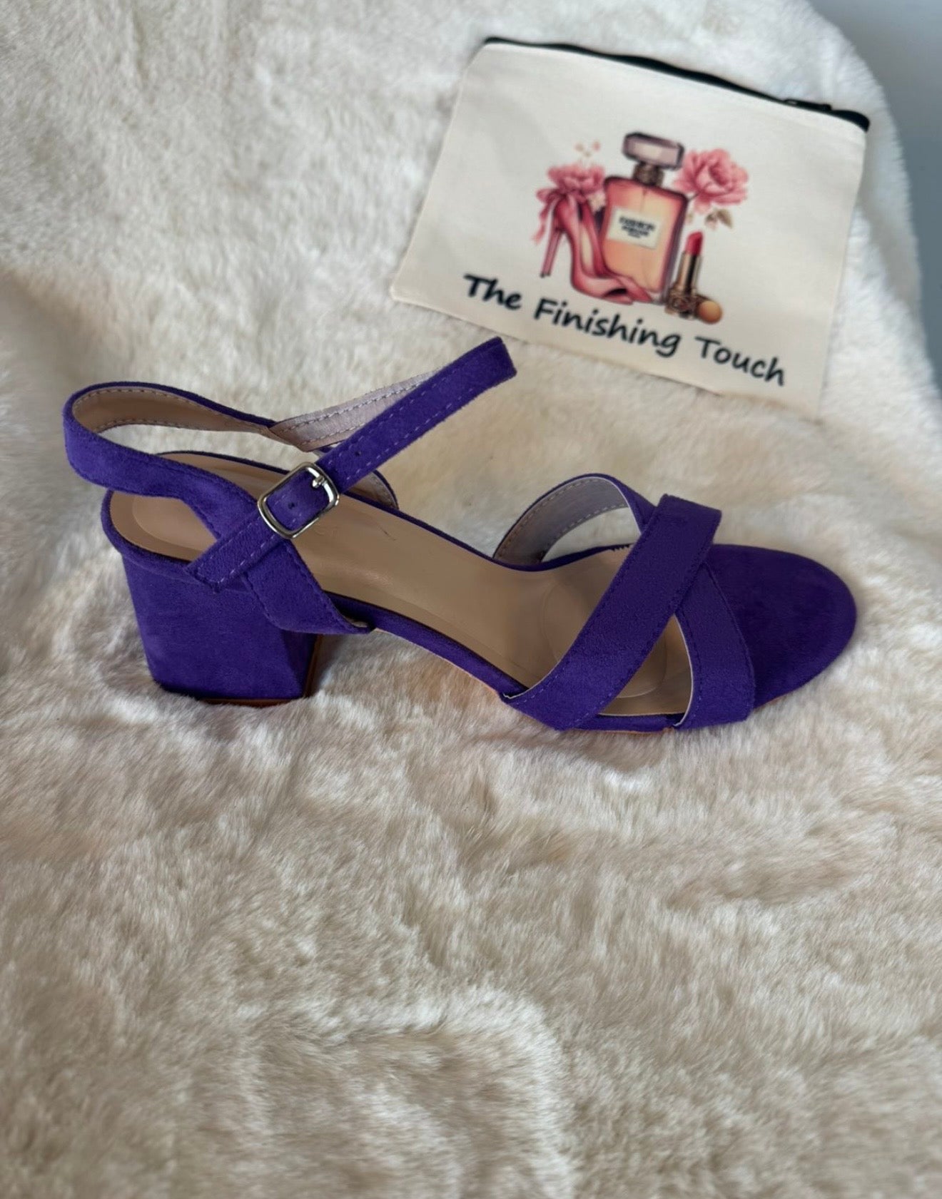 Faux Suede Block Heel Sandal