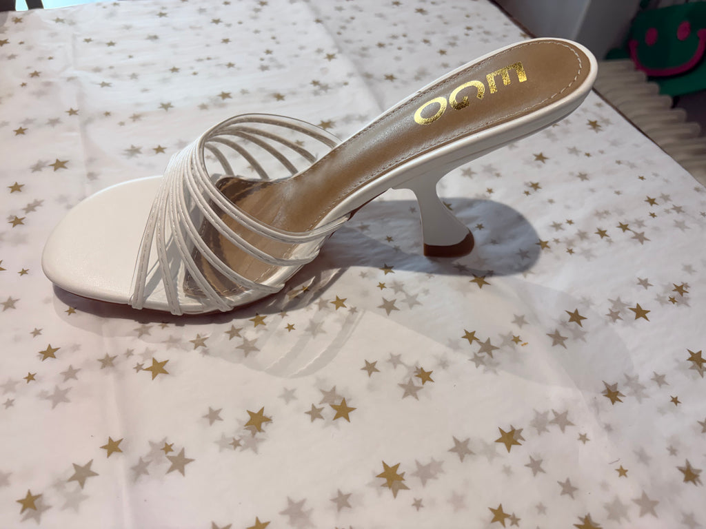 Gold straps slip on mule