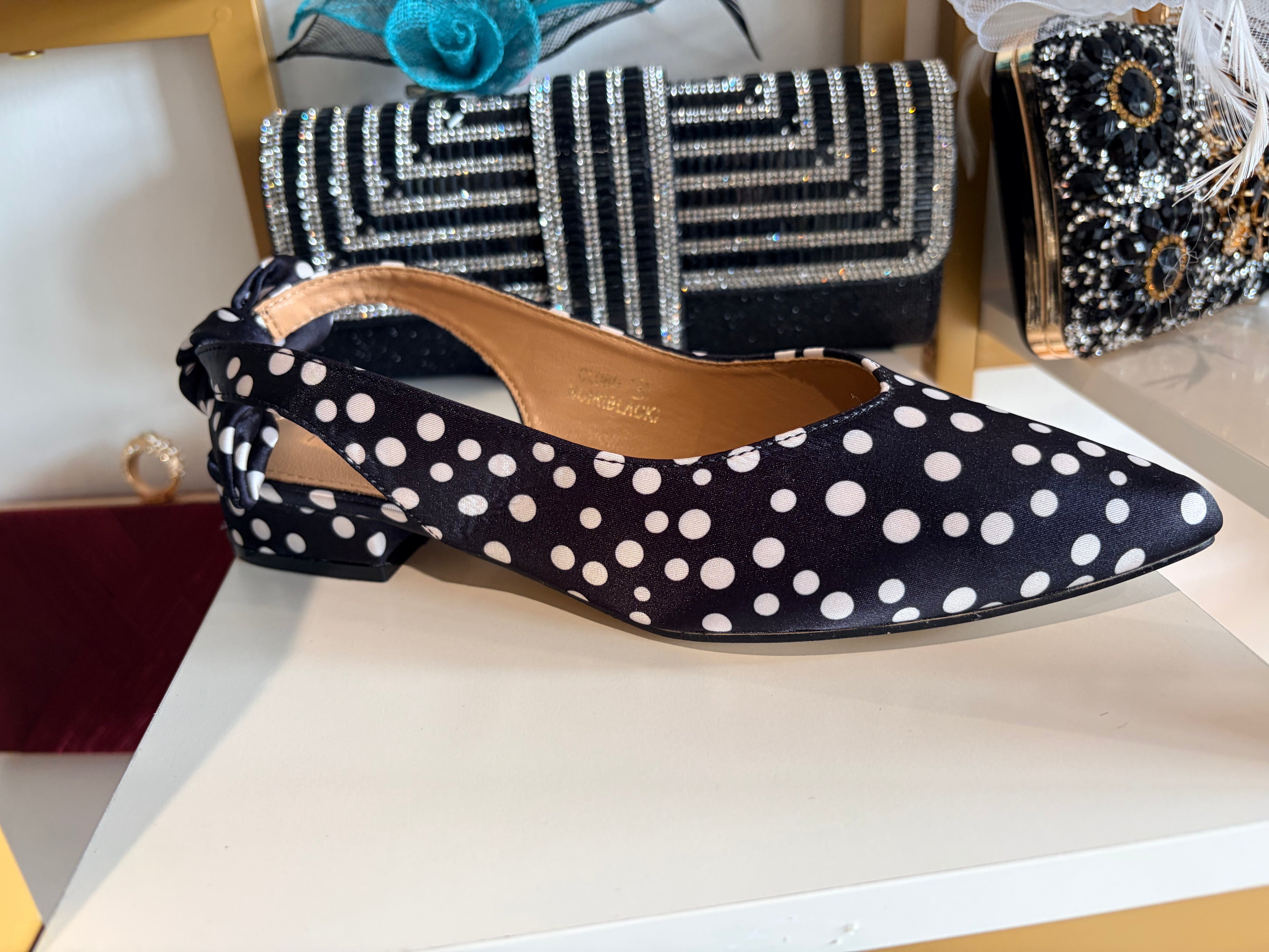 Polkadot kitten heel.