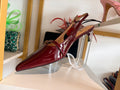 Red patent Sling back shoes.