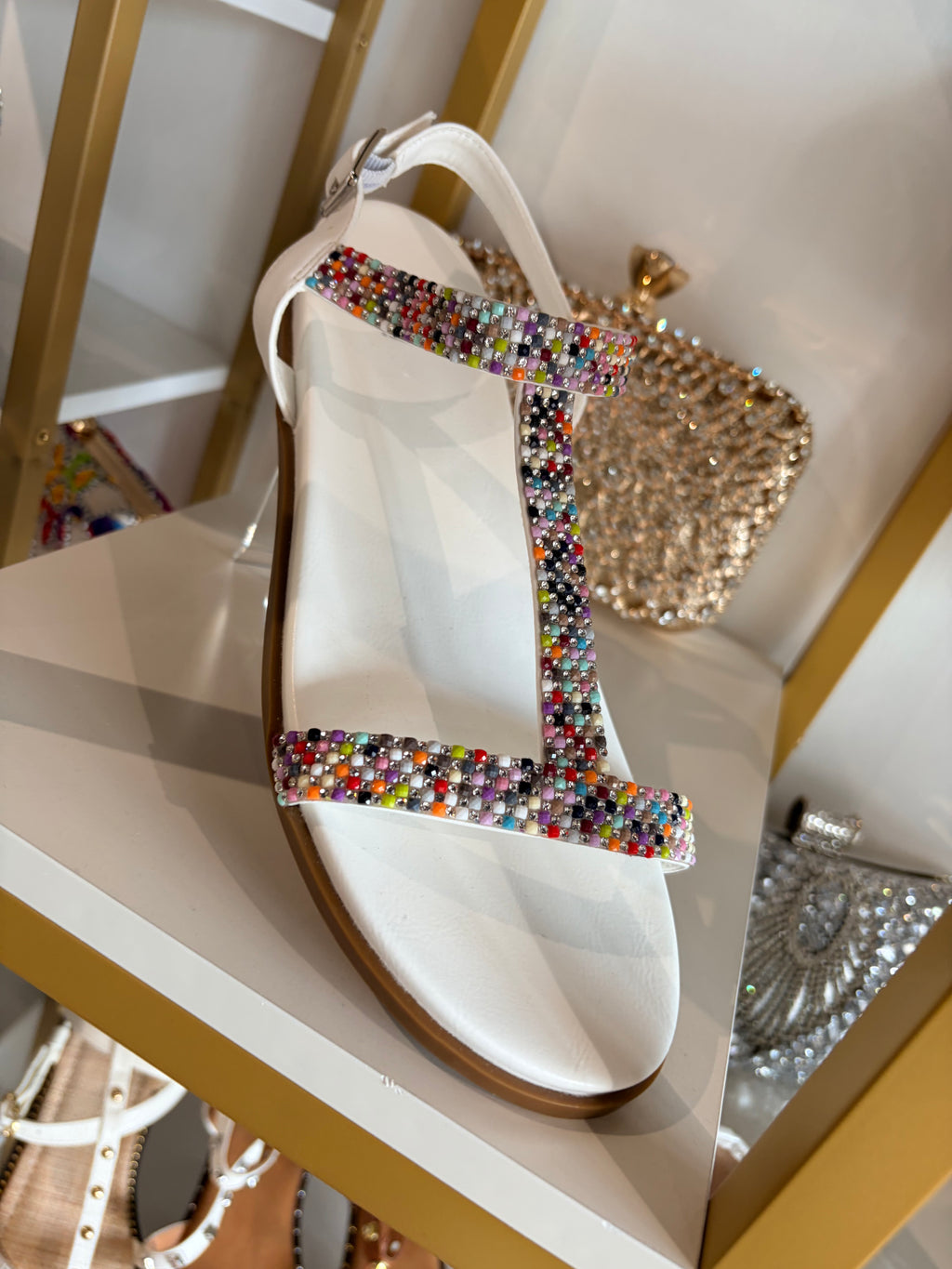 Multicoloured flat sandle.