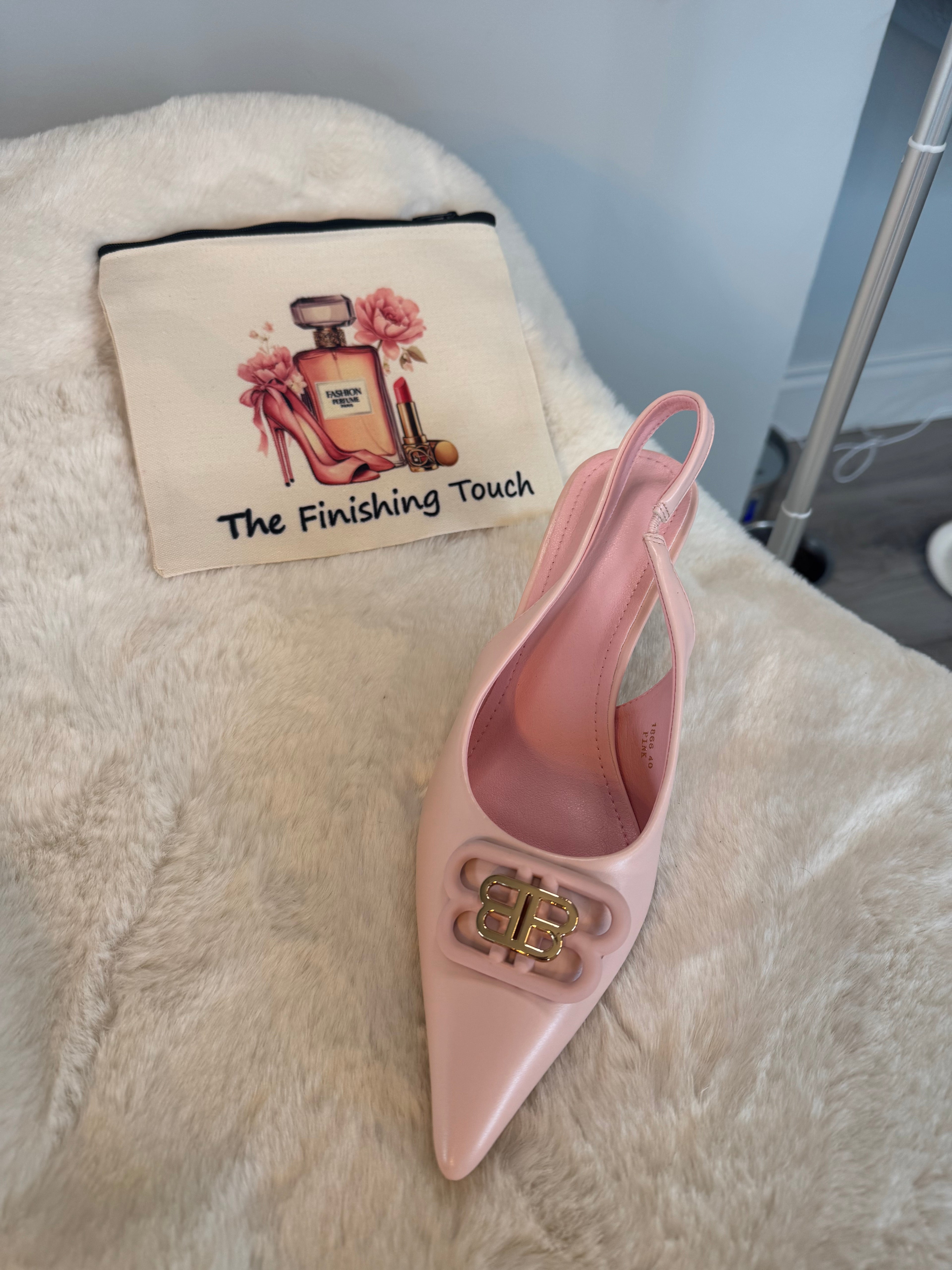 Pink Slingback Pointed low heel mule