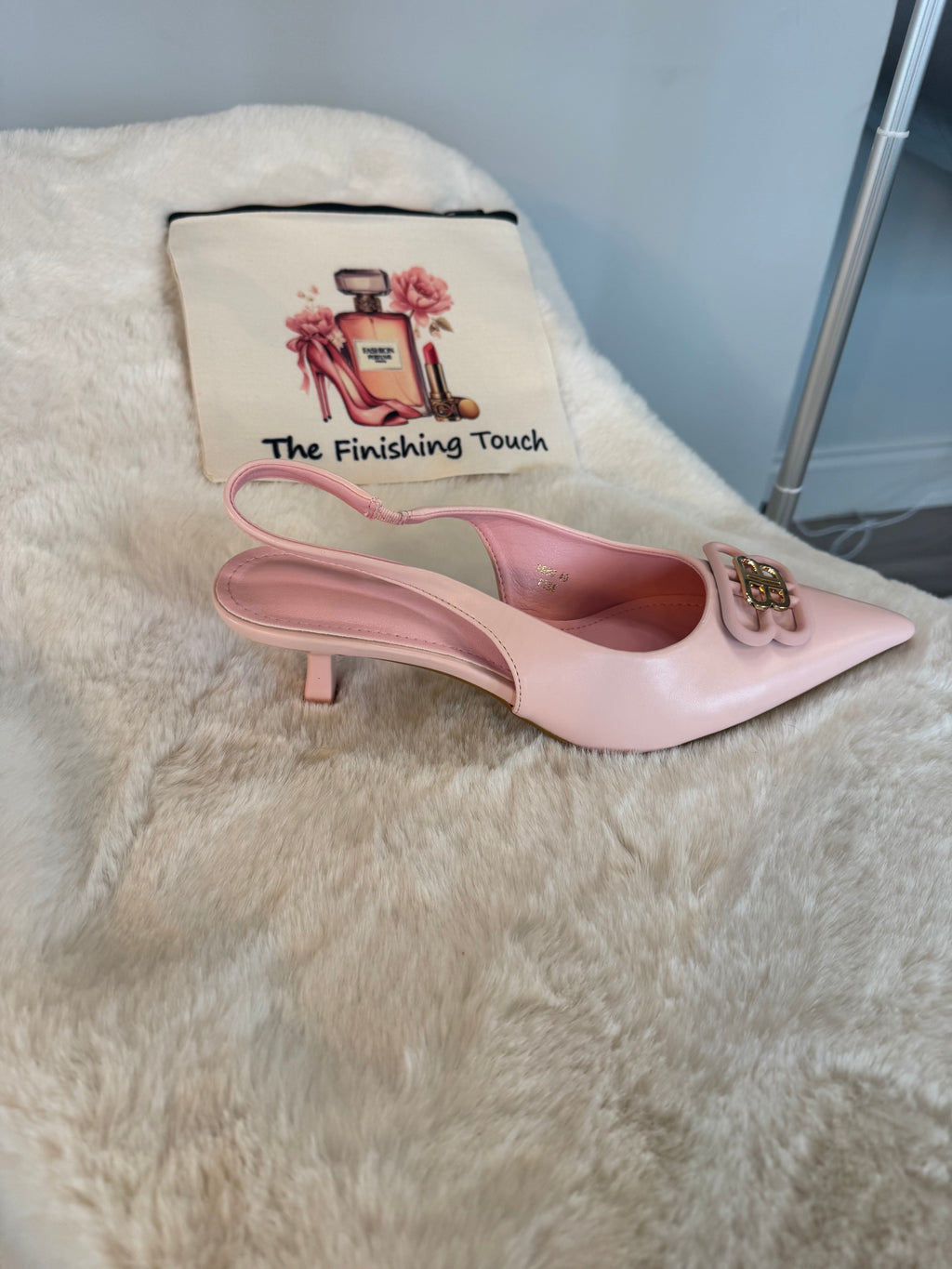 Pink Slingback Pointed low heel mule
