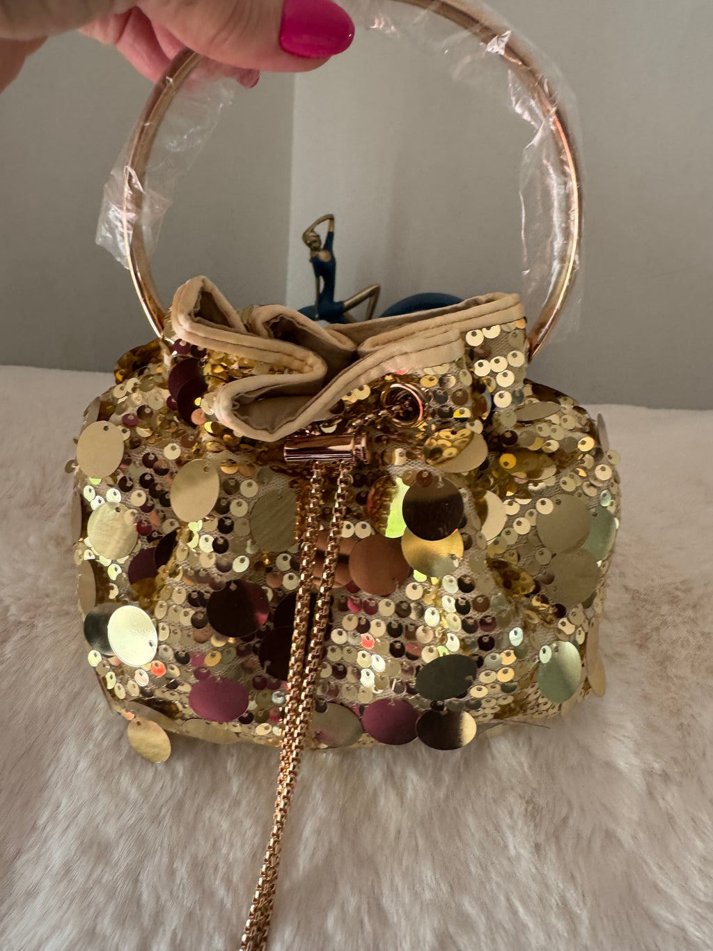 Gold sequin bag