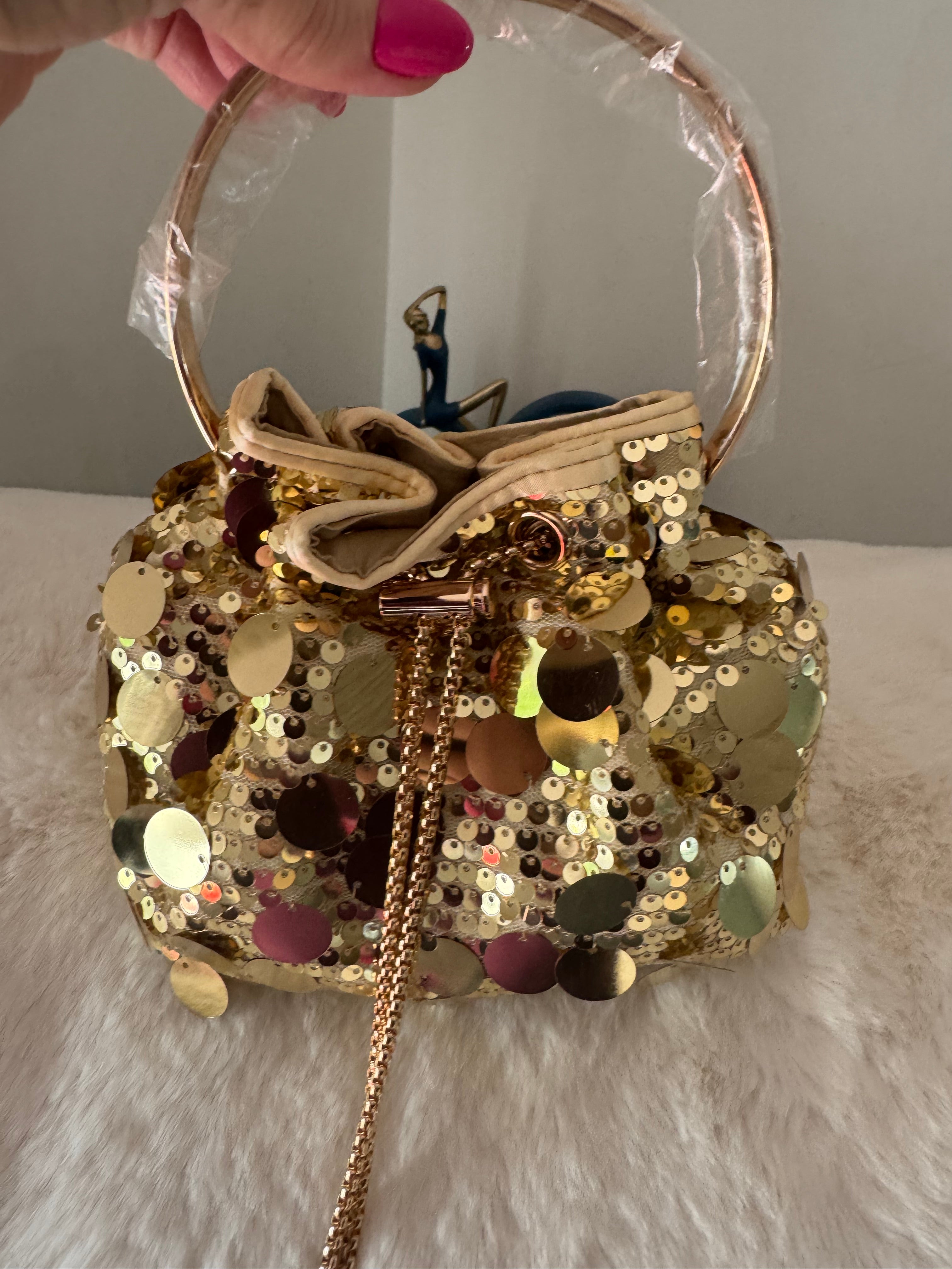 Gold sequin bag