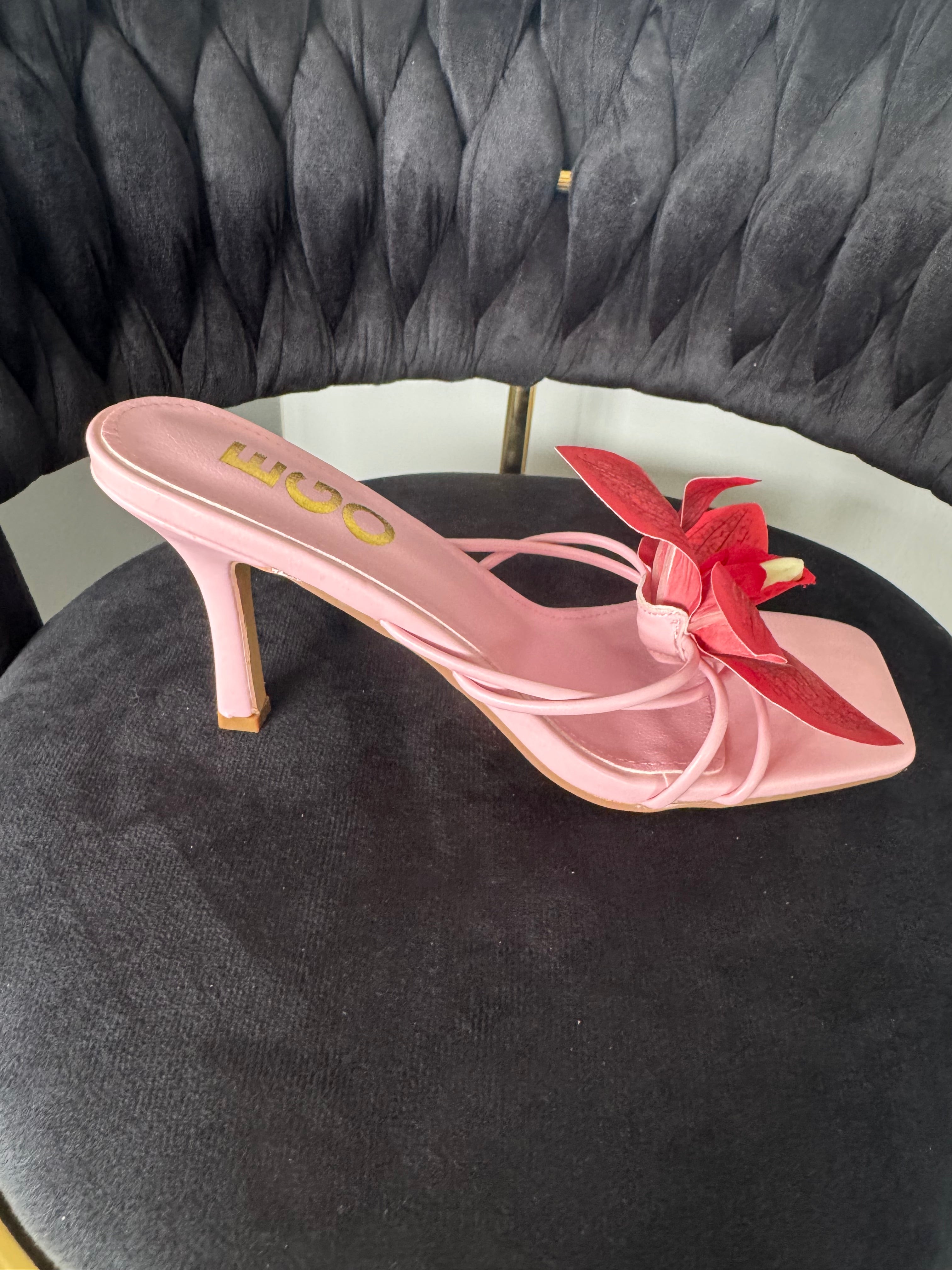 pink-white flower heel