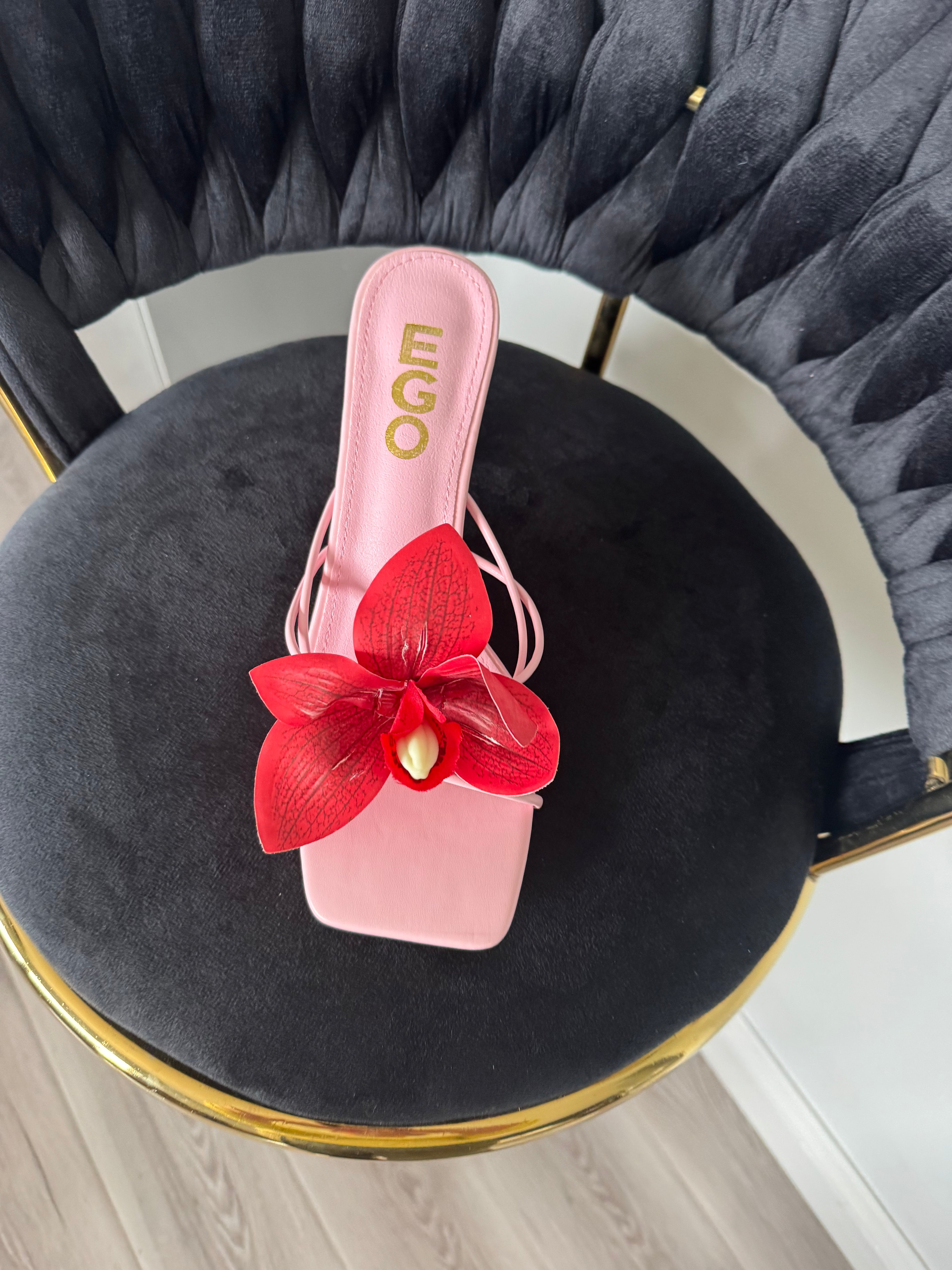 pink-white flower heel