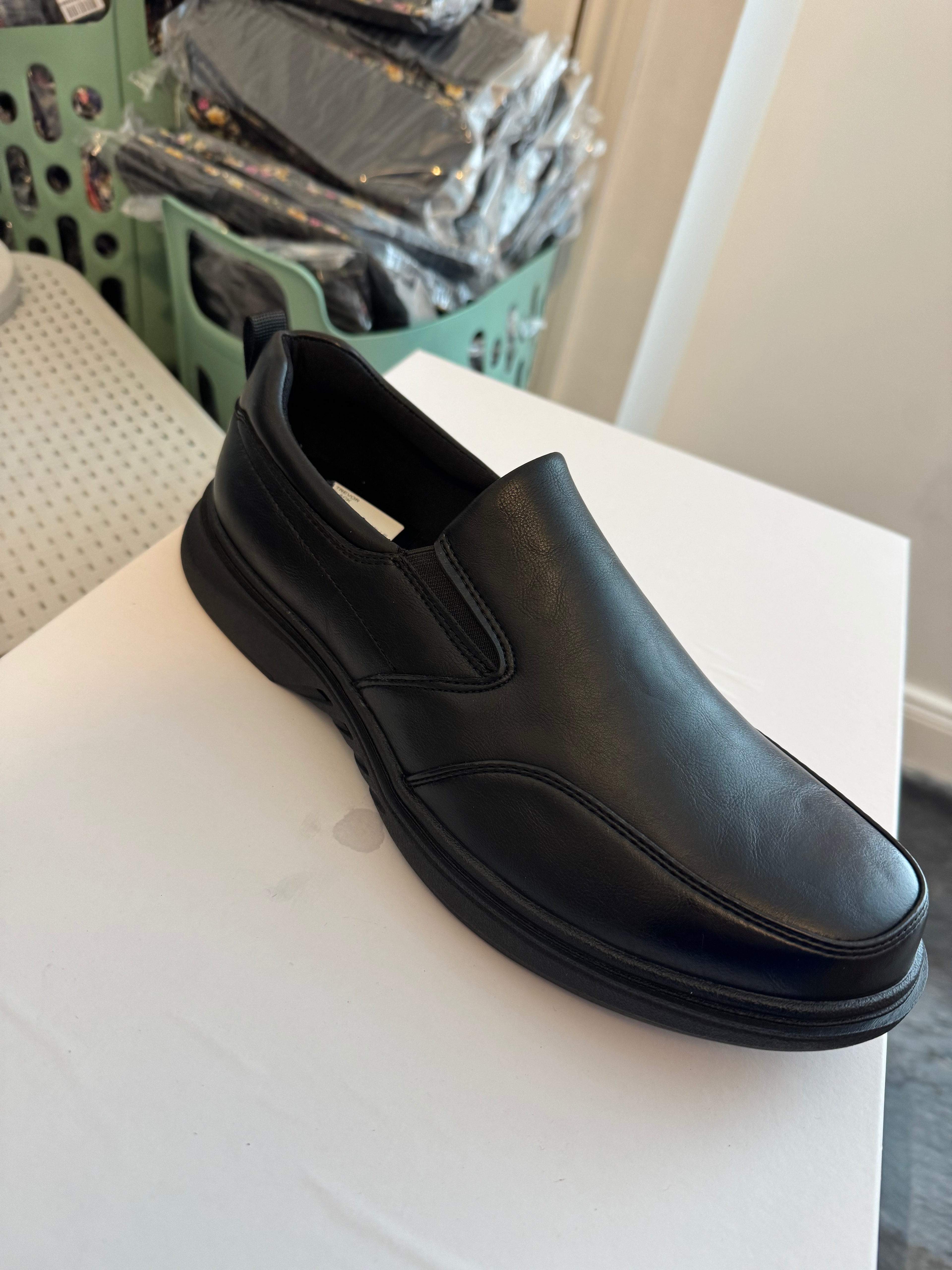 mens black slip on leather shoes