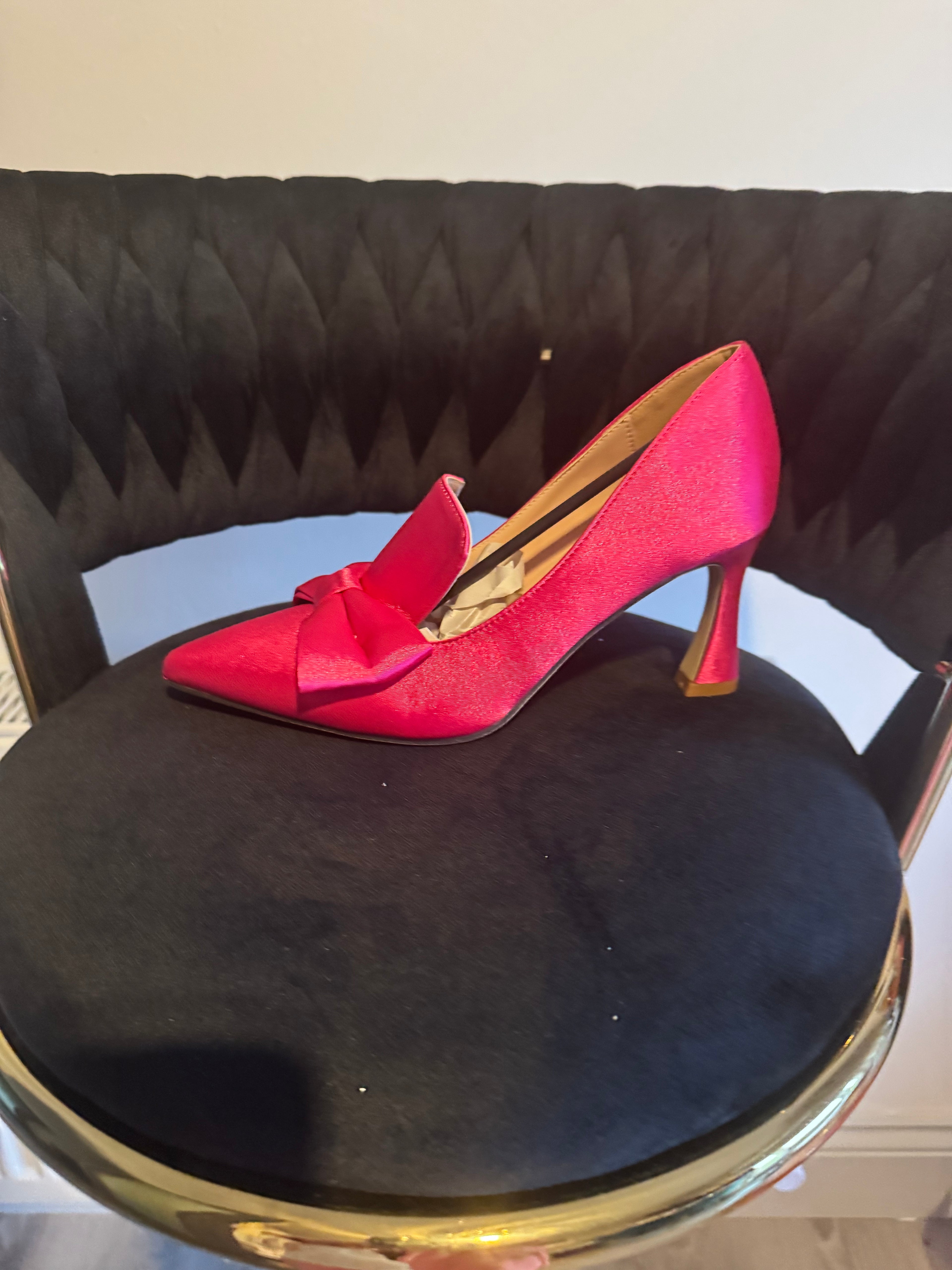 Bow detail satin high heel