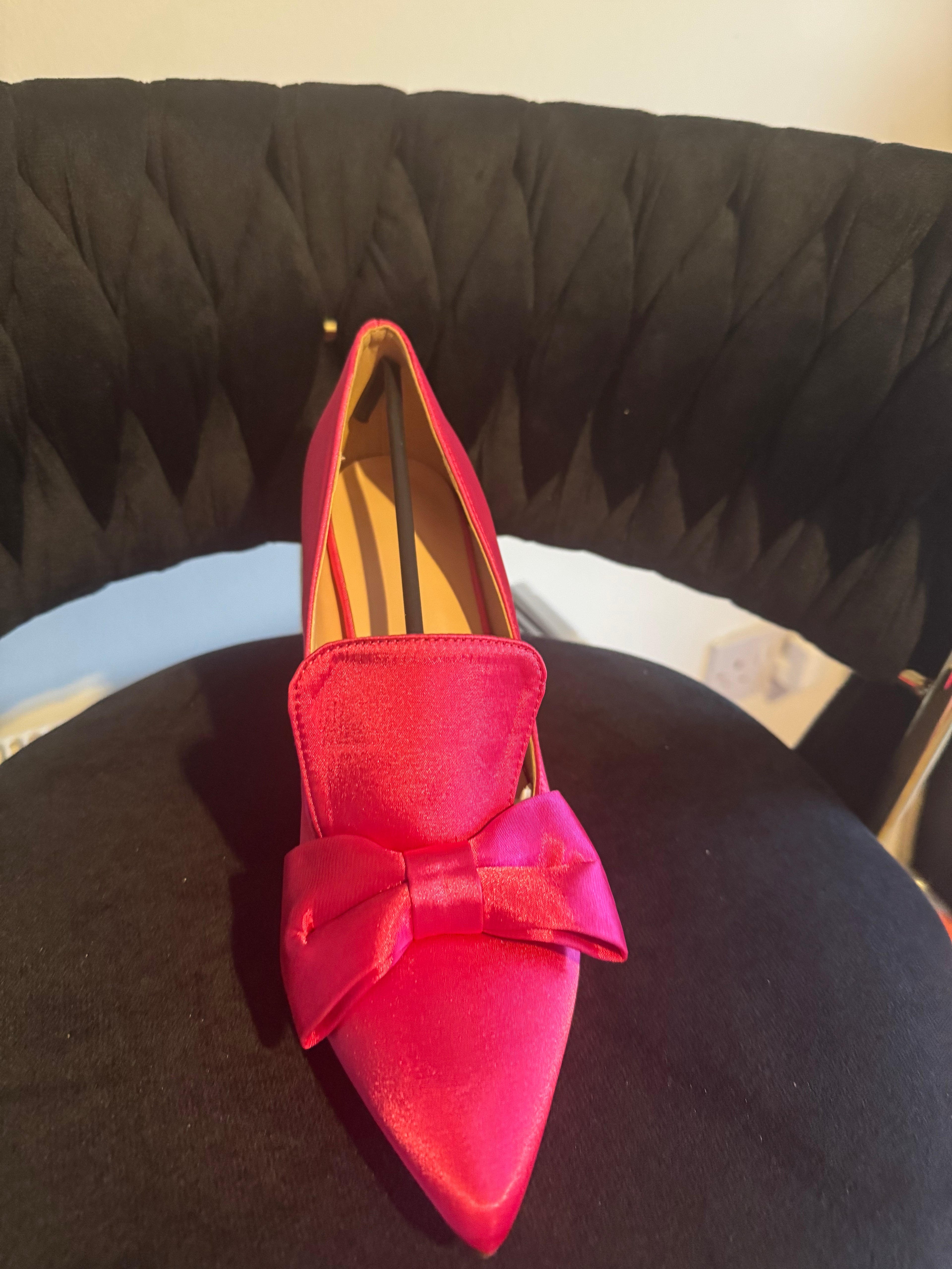 Bow detail satin high heel