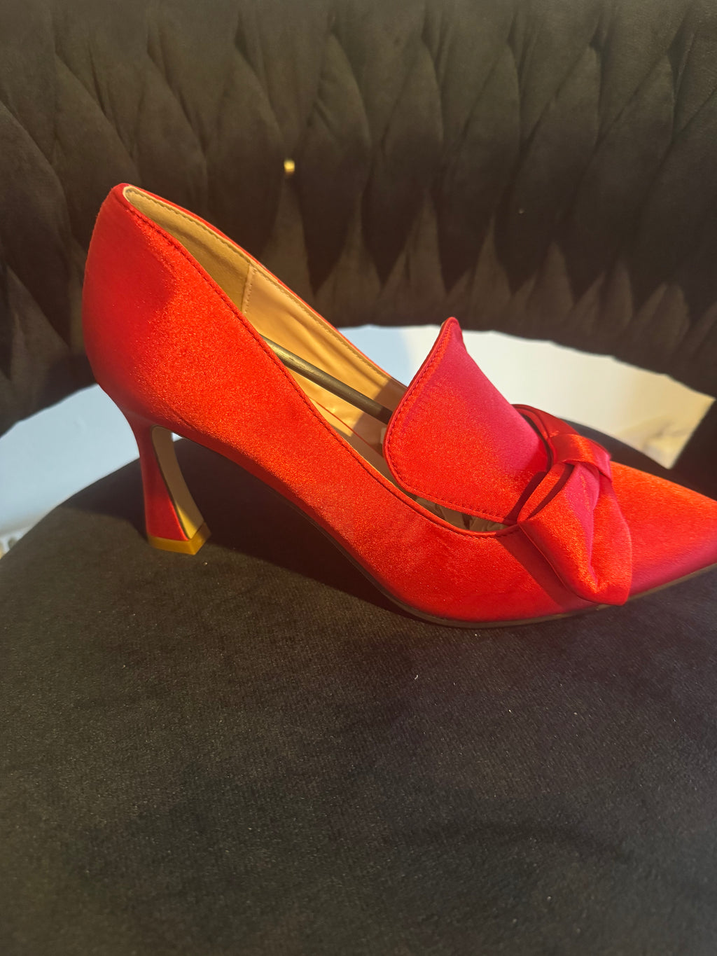 Bow detail satin high heel