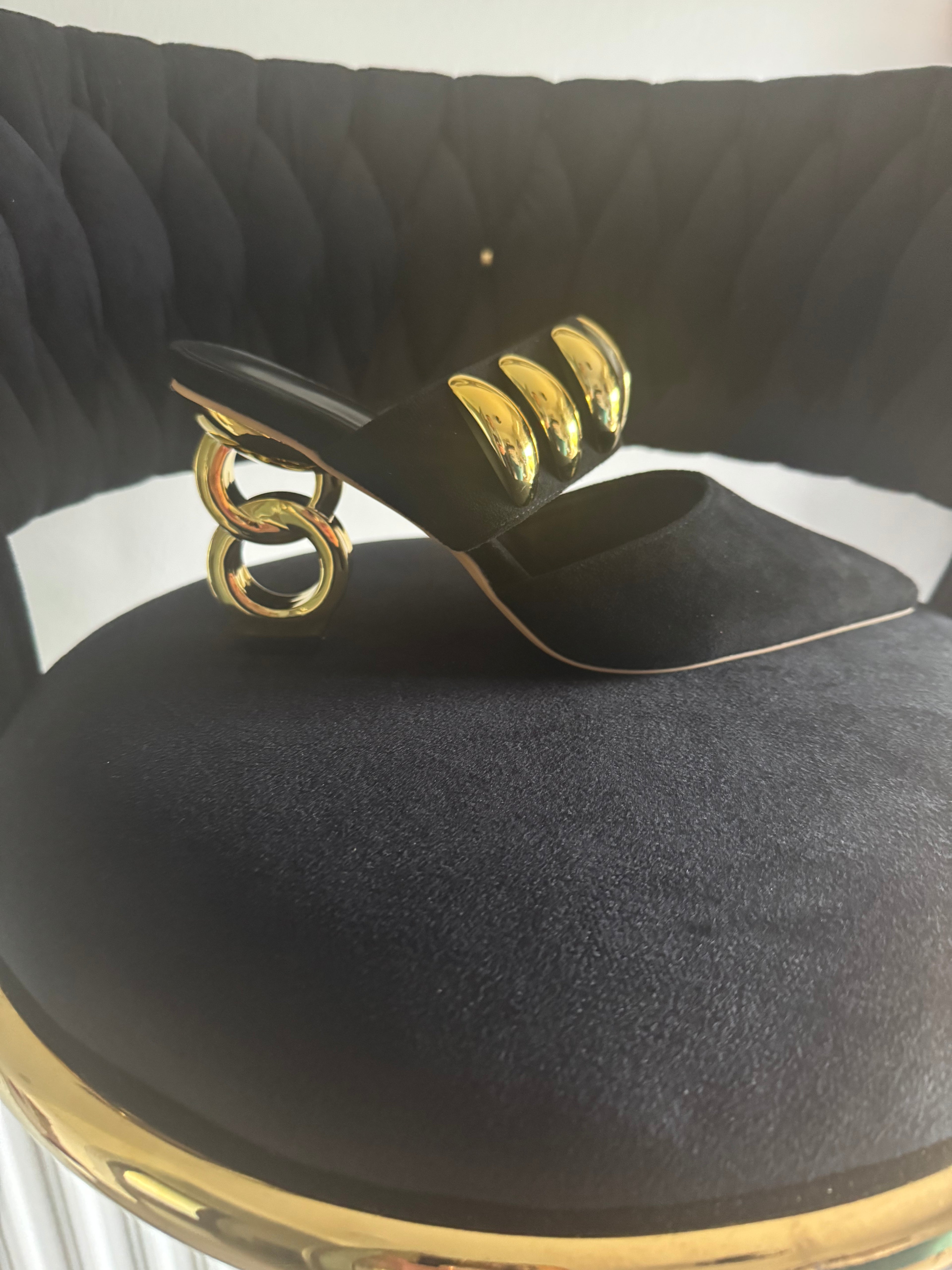 black fancy low heel