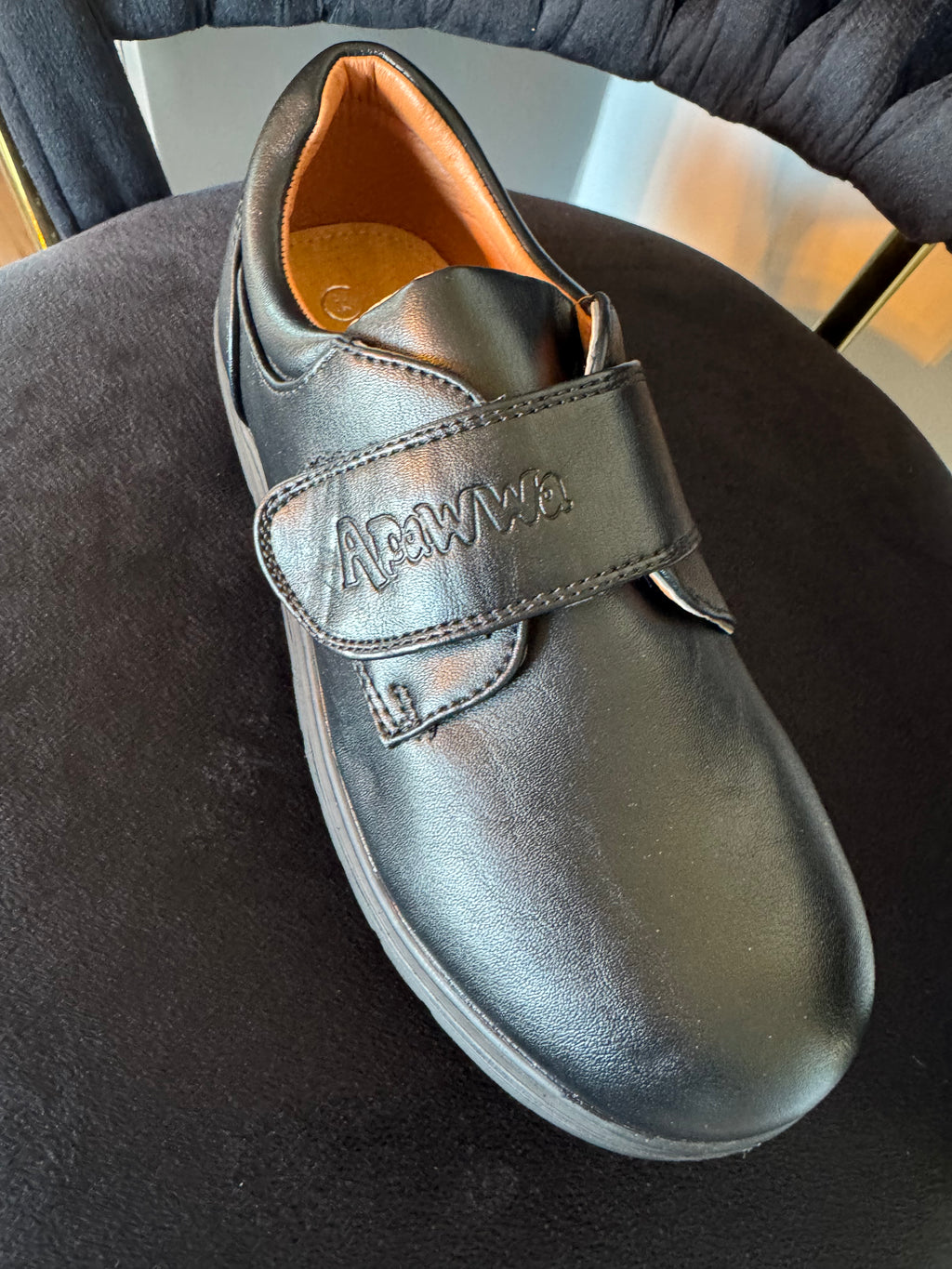 Leather velcro slip on shoe