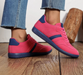 Faux suede trainers with contrast stripe