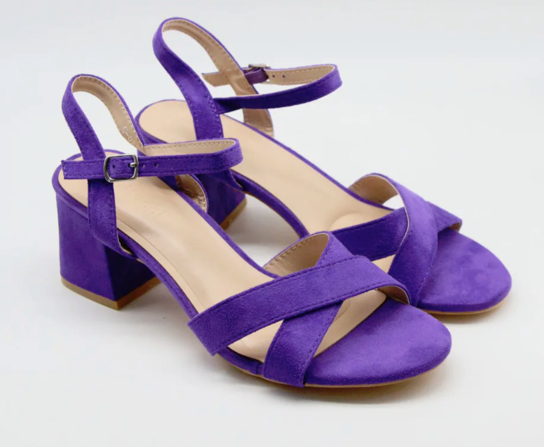Faux Suede Block Heel Sandal